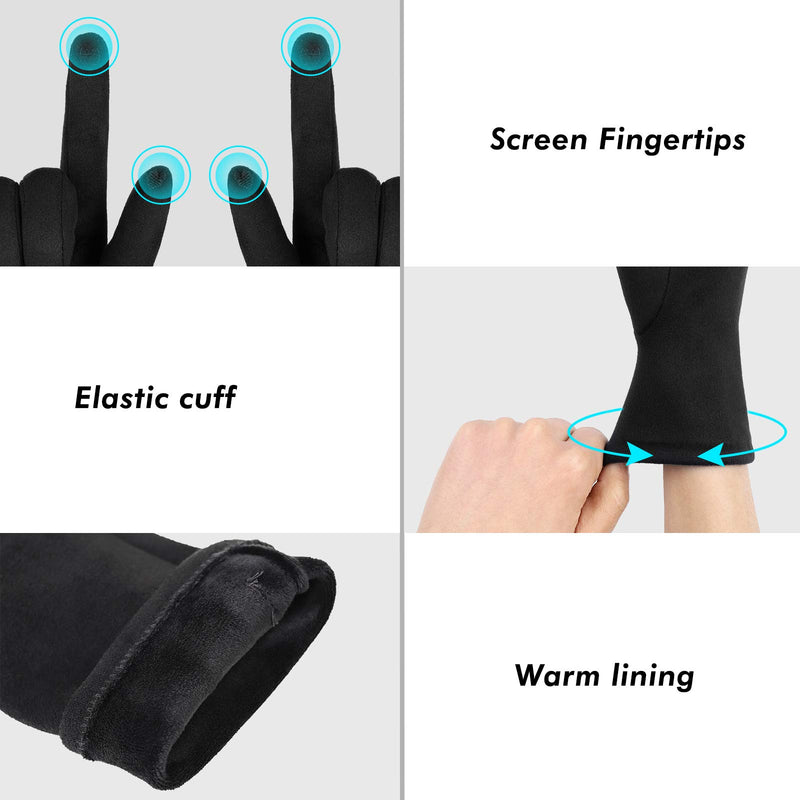 [Australia] - WANSIHE - Winter Gloves for Women, Touch screen warm Soft and Stretch Black 