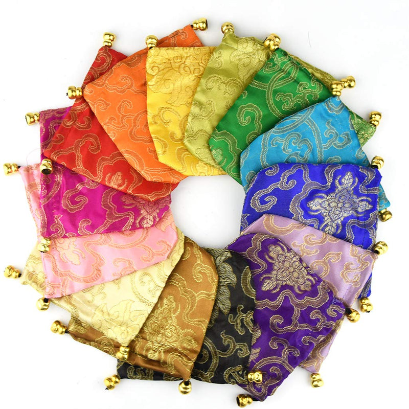 [Australia] - Fengek 28 Pcs Silk Brocade Jewelry Bags, 4.33 x 4.33 Inch Chinese Drawstring Pouches Coin Purse Gift Bags for Jewelry Necklaces Rings, 14 Colors 