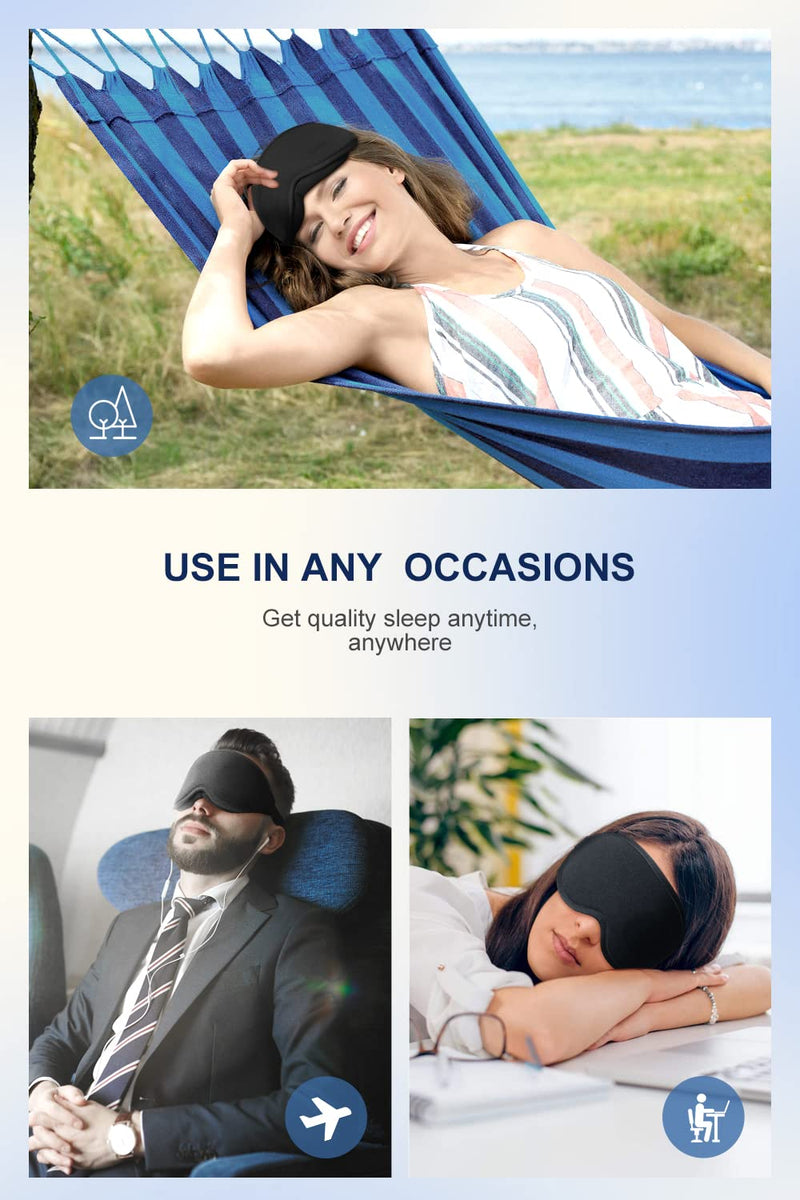 [Australia] - Sleep Mask, 2-Pack of Super Soft and Comfortable 3D Drowsy Sleep Mask, 100% Blackout Sleep Aid Eye Mask for Side Sleepers with Adjustable Straps, Suitable for Travel, Lunch Breaks, Meditation 