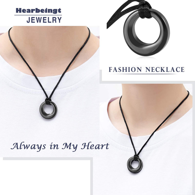 [Australia] - Hearbeingt Cremation Jewelry Urn Necklace for Ashes, Circle of Life Eternity Memorial Pendant Made of 316L Stainless Steel Black 