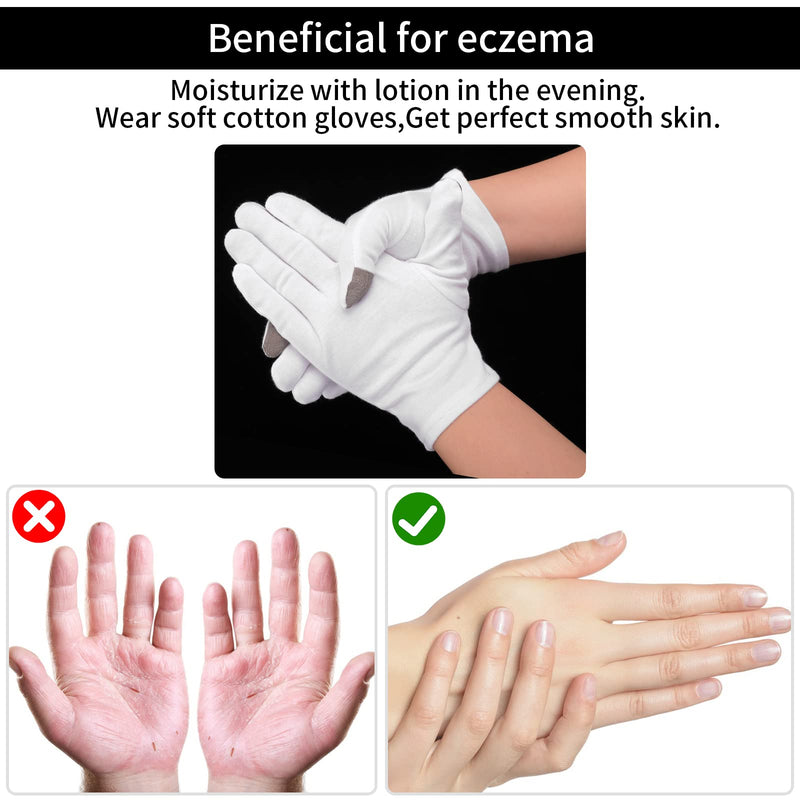 [Australia] - 1 Pairs Medium Touch Screen Moisturizing Gloves White Cotton Moisturizing Gloves for OverNight Bedtime Heal Eczema Sleeping Lotion Hand Spa Treatment Gloves Repair Rough Cracked Dry Chapped Hands Skin 1 pair 