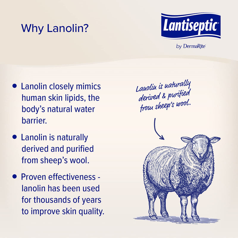 [Australia] - Lantiseptic Moisture Shield Original Skin Protectant – 50% Lanolin Enriched Skin Protectant Barrier Cream for Incontinence – Paraben Free, 1 Jar, 12oz 