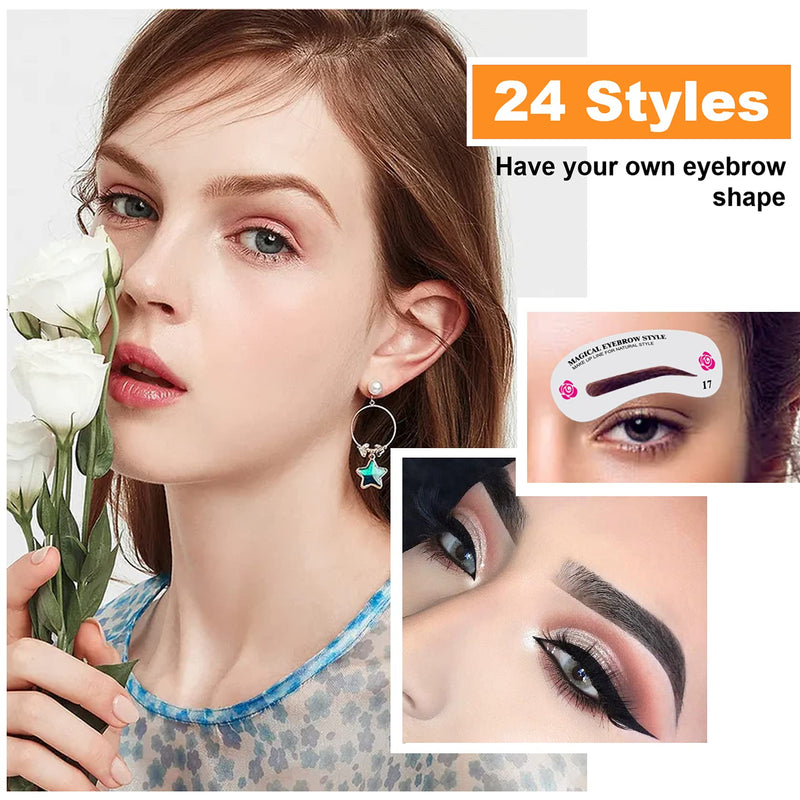 [Australia] - 24 Styles Eyebrow Stencil Kit,Eyebrow Template,Reusable Eyebrow Shaper Kit,Dedicated To Eyebrow Pencil Eyebrow Gel Eyebrow Tint Eyebrow Soap Stencil,Easy And Fast To Create Natural Eyebrow Makeup 