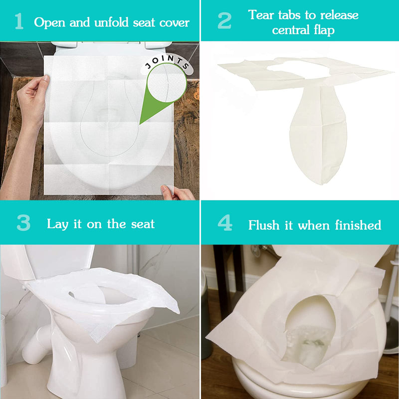 [Australia] - 60PCS Disposable Toilet Seat Covers, Flushable Toilet Seat Covers for Kids Adults Pregnant Women, Disposable Toilet Seat Cover for Travel, Use in Public Toilets 