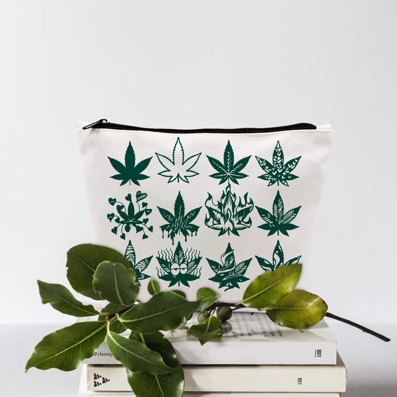 [Australia] - Funny Green Leaf Makeup Bag Gift for Women Best Friends Sister Teens Makeup Lover | Cute Herb Makeup Zipper Pouch Bag Cosmetic Travel Accessories Bag Toiletry Case Gifts for Birthday Christmas 