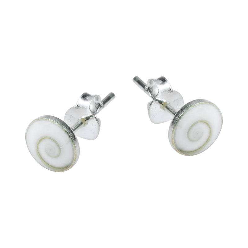 [Australia] - Round Swirl Shiva Shell .925 Sterling Silver Stud Earrings 