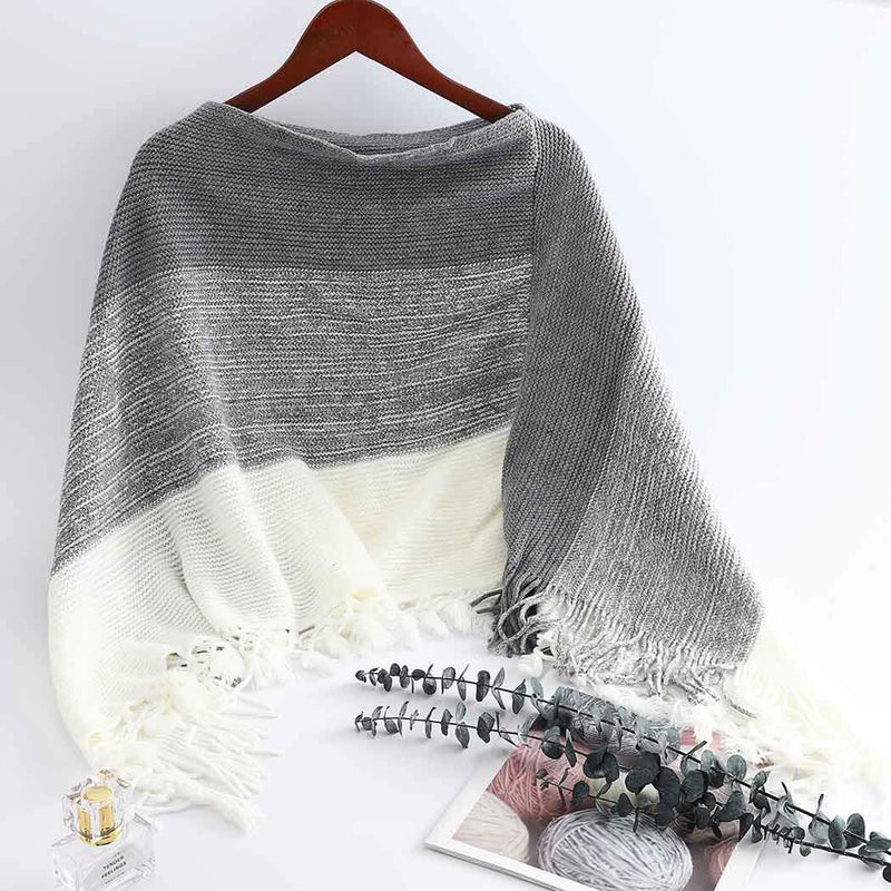 [Australia] - Ushiny Artificial Wool Soft Scarf Pashmina Shawl Wrap Tassel Warm Scarves Winter Simple Scarf for Women and Girls (Grey) 