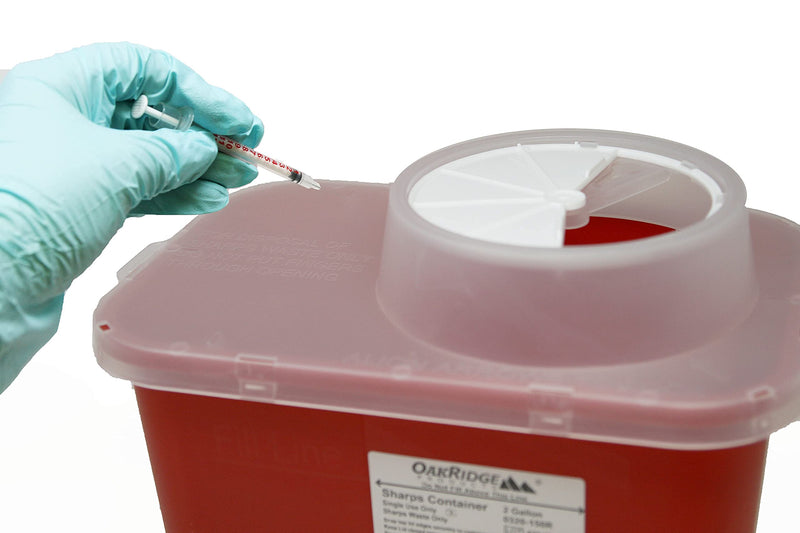 [Australia] - 2 Gallon Size | Sharps and Biohazard Waste Disposal Container by Oakridge Products with Chimney Top Style Lid 