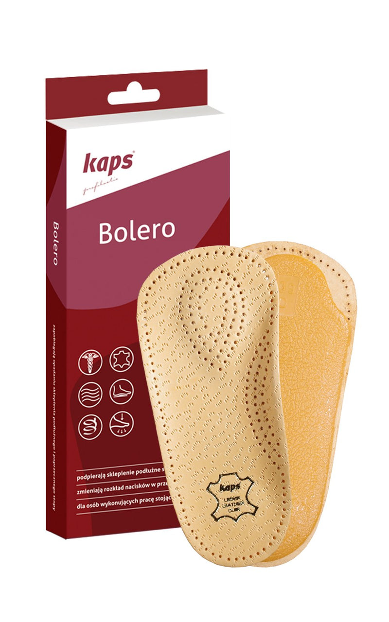 [Australia] - Orthotic 3/4 Leather Insoles with Longitudinal and Transverse Arch Support, Orthopedic Shoe Inserts for Men and Women, Kaps Bolero 40 EUR / 6 UK / Men 