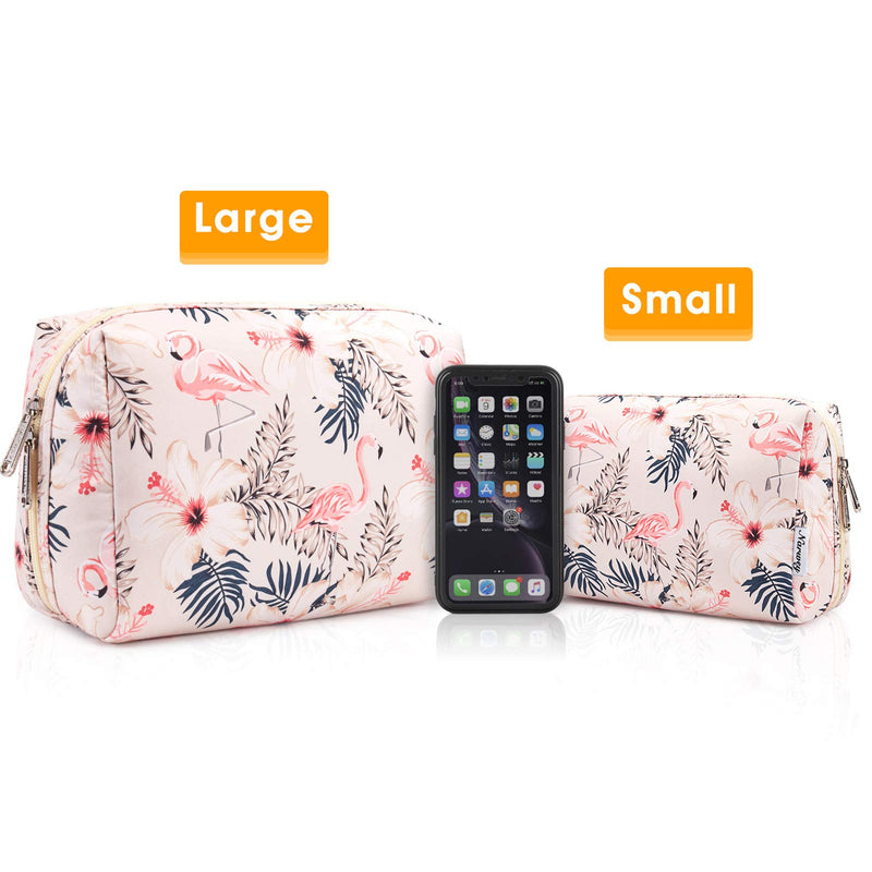 [Australia] - Large Makeup Bag Zipper Pouch Travel Cosmetic Organizer for Women and Girls (Large, Beige Bird) Large 