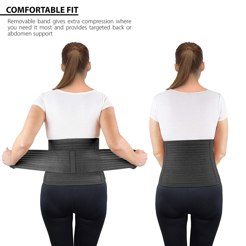 [Australia] - ORTONYX Ergonomic 9.5" Abdominal Binder - Postpartum Postoperative Wrap - Abdomen Hernia Support Belt for Men and Women - L/XL (32"-43") Black L/XL (32"-43") 