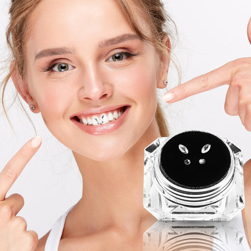 [Australia] - 4 Pieces Tooth Gem, Tooth Shine Jewelry Rhinestones, DIY Fashionable Tooth Ornaments Artificial Crystal Tooth Decor for Reflective Teeth Ornament(White) White 