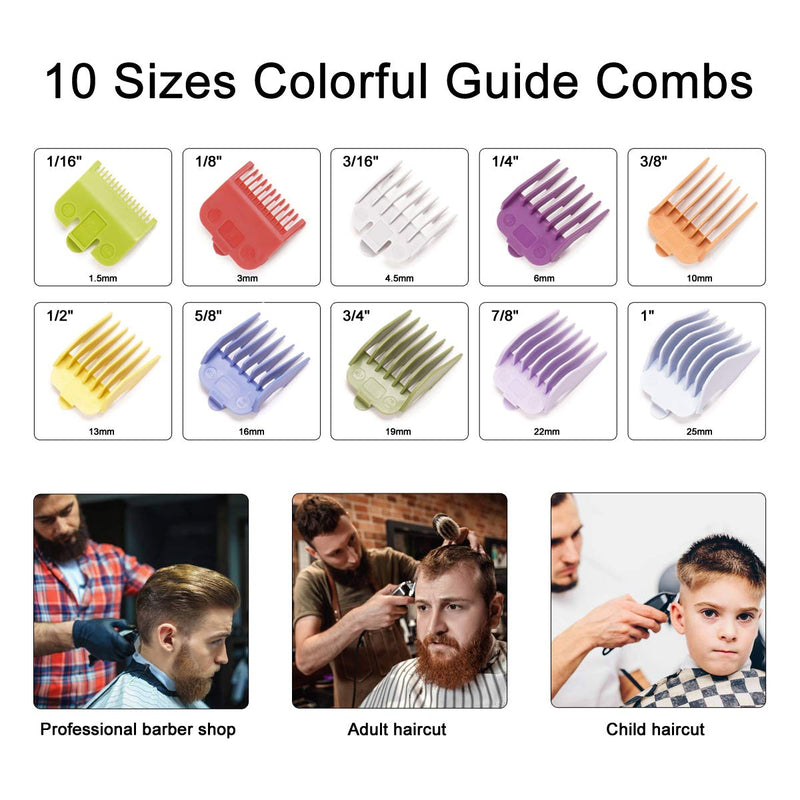 [Australia] - BESTBOMG 10 Color Professional Hair Clipper Guide Combs, Replacement Guards Set, Attachment Guide Combs, Great Fits for Many Clippers/Trimmers A 10color 