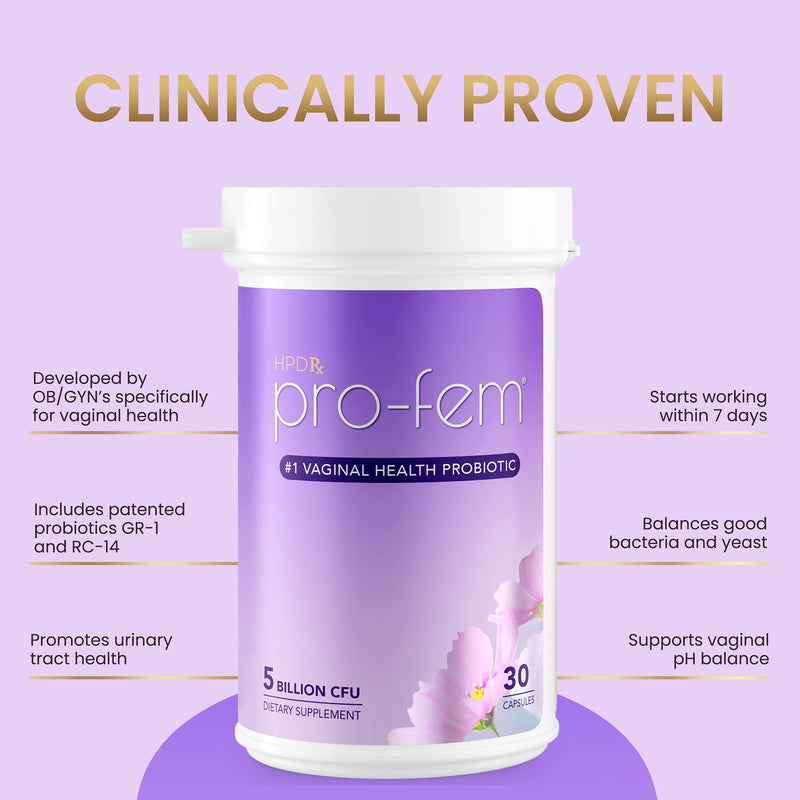 [Australia] - HPD Rx Pro-Fem #1 Vaginal Health Probiotic | Vaginal Probiotics | Clinically Proven to Promote Yeast & PH Balance, Urinary Tract Health | Feminine Probiotics | Works in 7 Days | 30 Capsules | 1 Pack 30 Count (Pack of 1) 