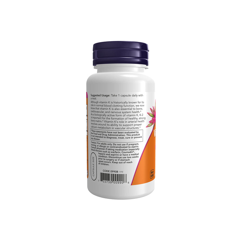 [Australia] - NOW Supplements, Vitamin K-2 100 mcg, Menaquinone-4 (MK-4), Supports Bone Health*, 100 Veg Capsules 100 Count (Pack of 1) 
