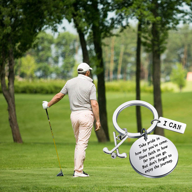 [Australia] - Golf Keychain Golf Inspiration Gifts Golf Team Gifts Golf Clubs Gift for Golfer Jewelry Golf Lover Inspiration Gifts Take Pride in How Far You Have Come silver 