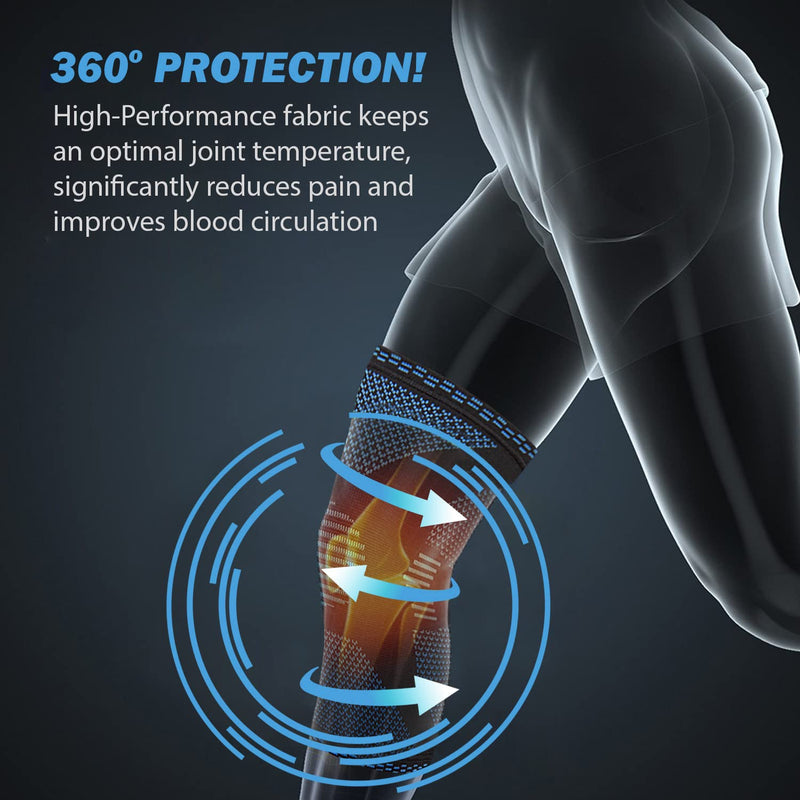 [Australia] - POWERLIX Knee Compression Sleeve - Best Knee Brace for Knee Pain for Men & Women – Knee Support for Running, Basketball, Weightlifting, Gym, Workout, Sports Light Blue Large 