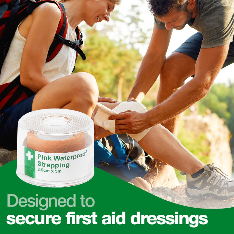 [Australia] - HypaPlast Waterproof First Aid Tape for securing Plasters and Dressings, 2.5 cm x 5m, Pack of 3 Rolls Pink 
