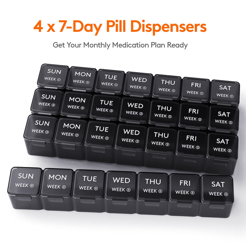 [Australia] - Lifewit Monthly Pill Organiser, 28 Day Pill Box, 4 Weeks One Month Pill Cases, Large Compartments Medicine Organizer for Vitamins, Fish Oils, Supplements 