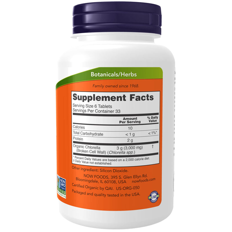 [Australia] - NOW Supplements, Organic Chlorella 500 mg with naturally occurring Chlorophyll, Beta-Carotene, mixed Carotenoids, Vitamin C, Iron and Protein, 200 Tablets 200 Count (Pack of 1) 