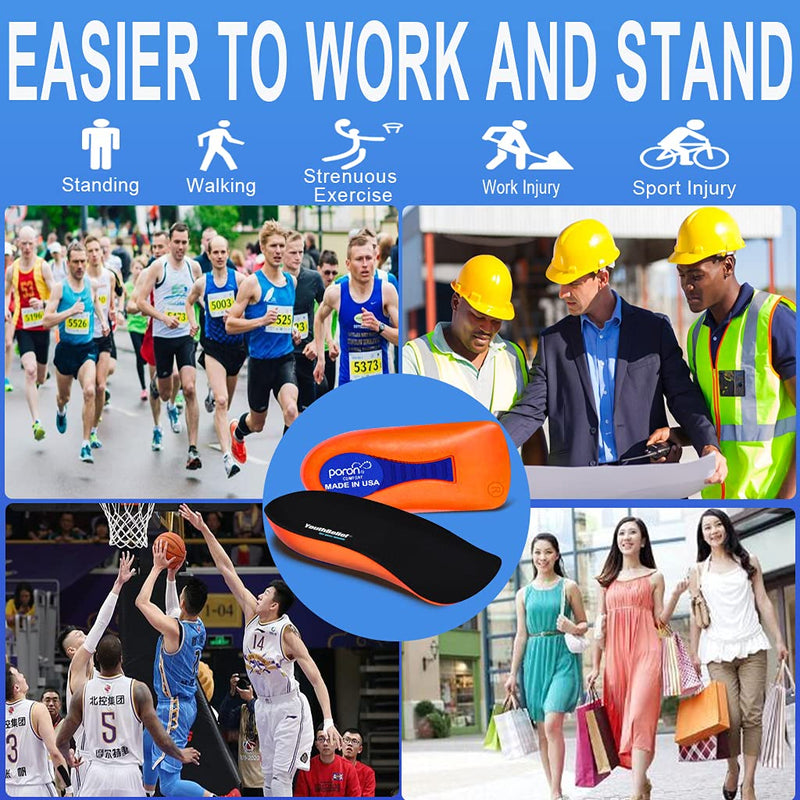 [Australia] - YouthBelief Plantar Fasciitis Inoles Heel Cup[Poron -Made in USA] Women Men Heel Insoles for Heel Pain,Heel Spurs, Flat Feet, Tendonitis, Shock Absorption Inserts (Black, Women 6-11.5 / Mmen 4.5-9.5) Black 