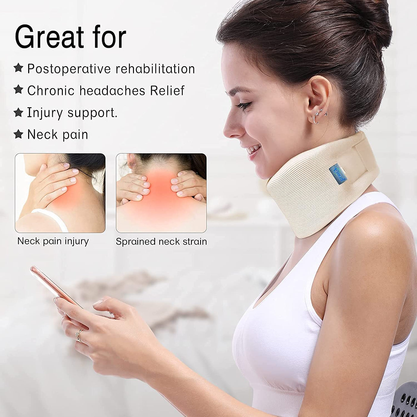  Soft Foam Neck Brace Universal Cervical Collar, Adjustable Neck  Support Brace For Sleeping - Relieves Neck Pain And Spine Pressure, Neck  Collar After Whiplash Or Injury