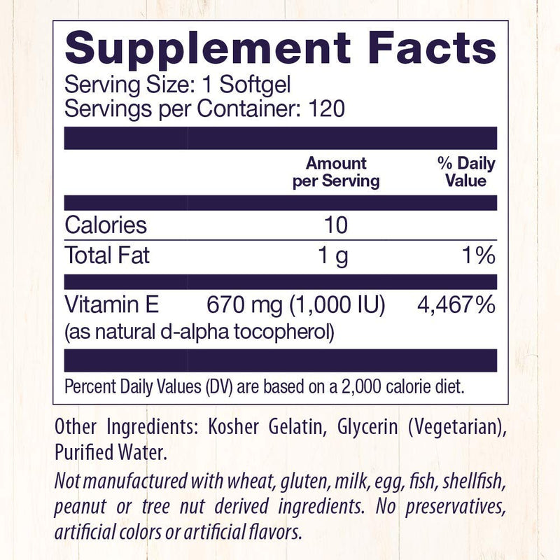 [Australia] - Healthy Origins Vitamin E 1,000 IU (Natural, IP Non-GMO), 120 Softgels 120 Count (Pack of 1) 