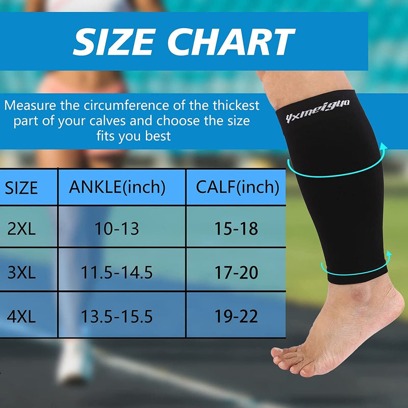 [Australia] - XXXL Wide Plus Size Calf Compression Sleeves for Women & Men, 3XL Wide Calf Leg Compression Sleeve or Shin Splints Leg Pain Relief Support, Swelling, Travel XXX-Large 