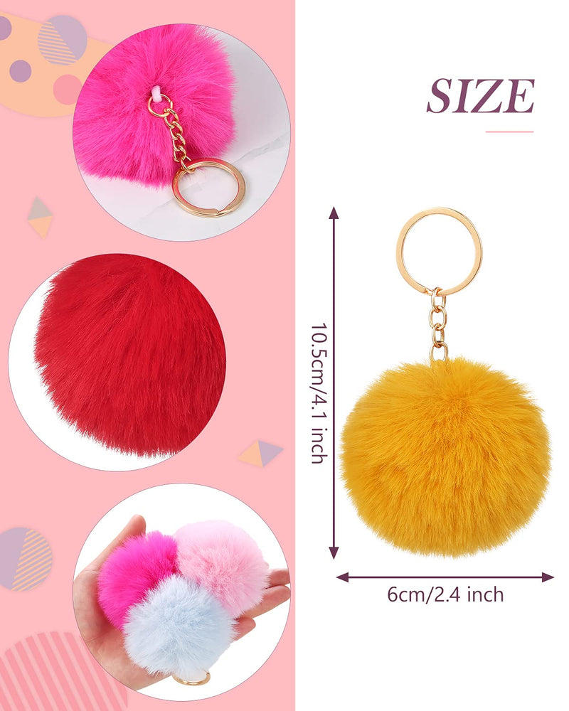 [Australia] - Auihiay 60 Pieces Pompoms Keychains Fluffy Puff Ball Keyrings for Girls Women Pendant Accessories (30 Colors) 
