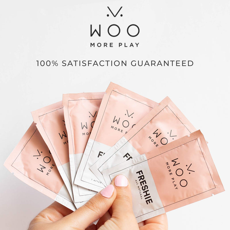 [Australia] - Woo More Play Freshies: All-Natural Feminine Intimacy Towelette Wipes with Coconut Oil and Aloe Vera, Promotes Feminine Health & Helps Alleviate Irritation - Vegan and Cruelty Free, 10ct 10 Count (Pack of 1) 