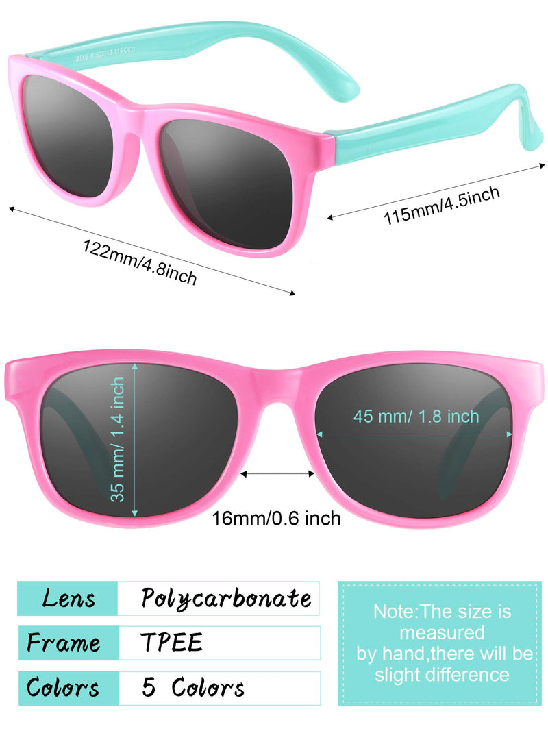 [Australia] - 5 Pieces Kids Sunglasses TPEE Rubber Flexible Frame Sunglasses for Boys Girls of 4-12 Years Old Eyewear 