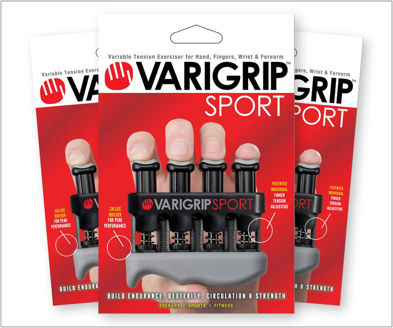 [Australia] - Dynatomy VariGrip Sport (VGSP), Adjustable Resistance, Medium, Heavy Finger, Hand Exerciser, Grip Strengthener, Extra-Wide Base, Padded fingertips, Callus Builder Black 6-9 Lbs 