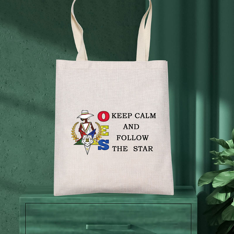 [Australia] - LEVLO Order of The Eastern Star Sorority Cosmetic Make Up Bag OES Sorority Gift Keep Calm And Follow The Star Makeup Zipper Pouch Bag For Women Girls, Follow The Star Tote, 