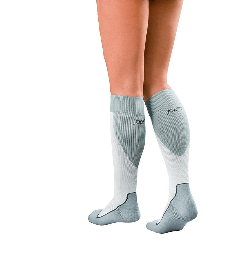 [Australia] - JOBST 7528902 Sport Knee High 15-20 Mmhg Compression Socks, White/Grey, Large, 4 Ounce 
