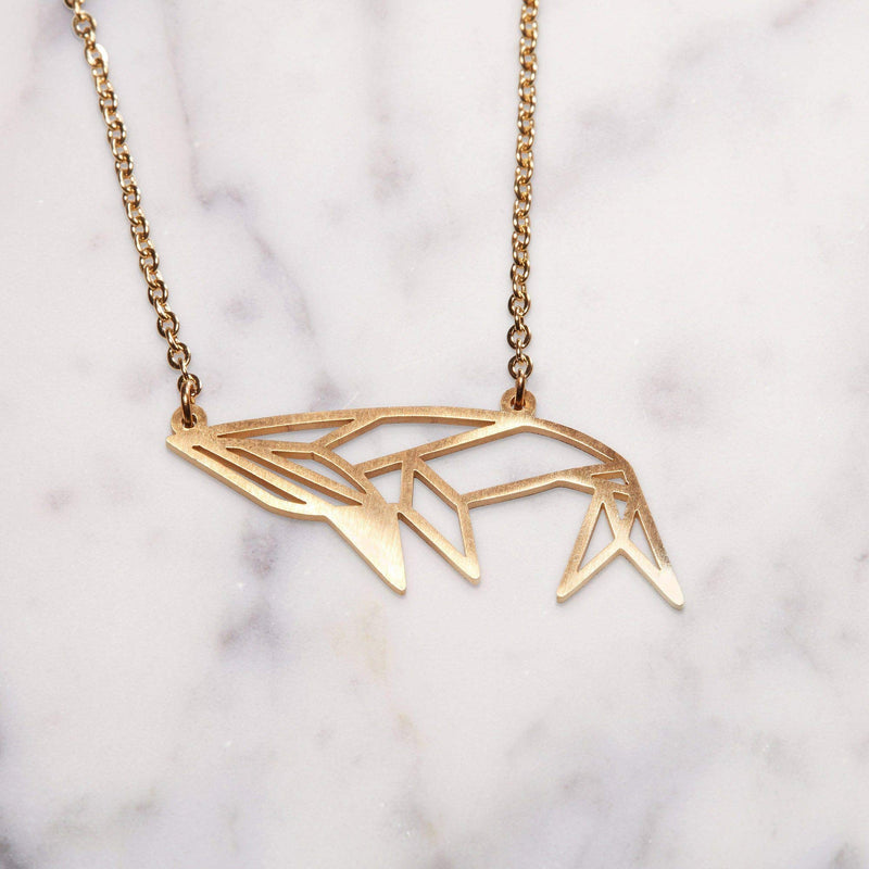 [Australia] - La Menagerie Whale Gold Origami Jewelry & Gold Geometric Necklace – 18 Karat Plated Gold Necklace & Whale Necklaces for Women – Whale Necklace for Girls & Origami Necklace 