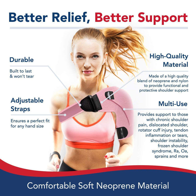[Australia] - Bundle: Heat Therapy Arthritis Gloves (Lavender Scented, Universally Sized, 1 Pair, Blue) + Shoulder Support (Pink) 