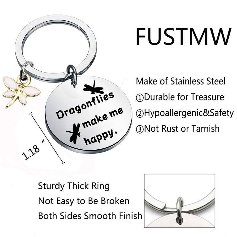 [Australia] - FUSTMW Dragonfly Gifts Keychain Dragonfly Themed Gifts Dragonfly Charm Jewelry Nature Lover Gifts Dragonflies Make Me Happy dragonflies keychain 