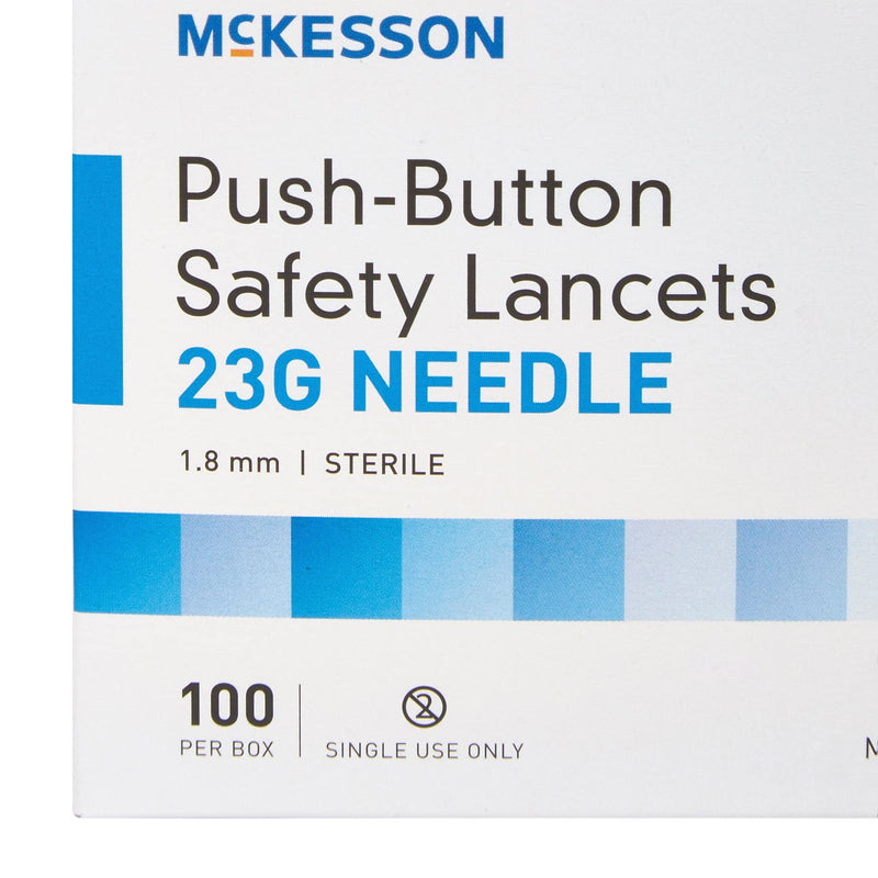 [Australia] - McKesson Safety Lancets, Sterile, Push-Button, 23 Gauge Needle, 1.8 mm, 100 Count, 1 Pack (100 ct) 