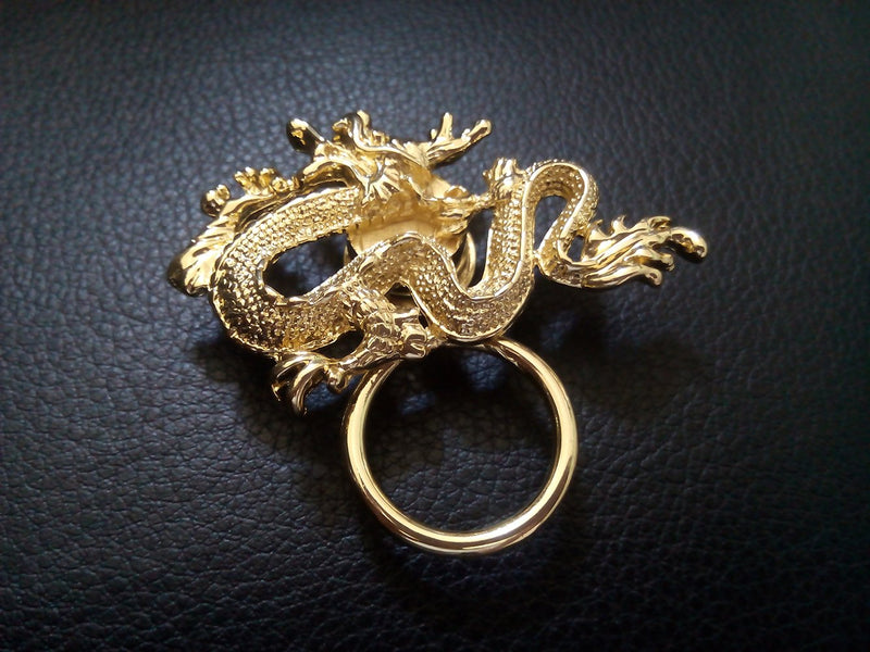 [Australia] - NOUMANDA Shiny Golden Dragon Magnetic Eyeglass Holder,Reading Glasses Holder gold 