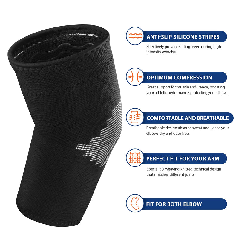 [Australia] - AVIDDA Elbow Support Sleeve for Men Women(Single Sleeve), Antislip Elbow Brace Compression Arm Supports for Tennis Elbow, Golfers Elbow, Arthritis, Tendonitis, Joint Pain Relief, Black S 1 