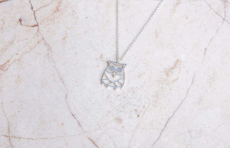 [Australia] - La Menagerie Owl Silver Origami Jewelry & Silver Geometric Necklace – 925 Sterling Plated Silver Necklace & Owl Necklaces for Women – Owl Necklace for Girls & Origami Necklace 