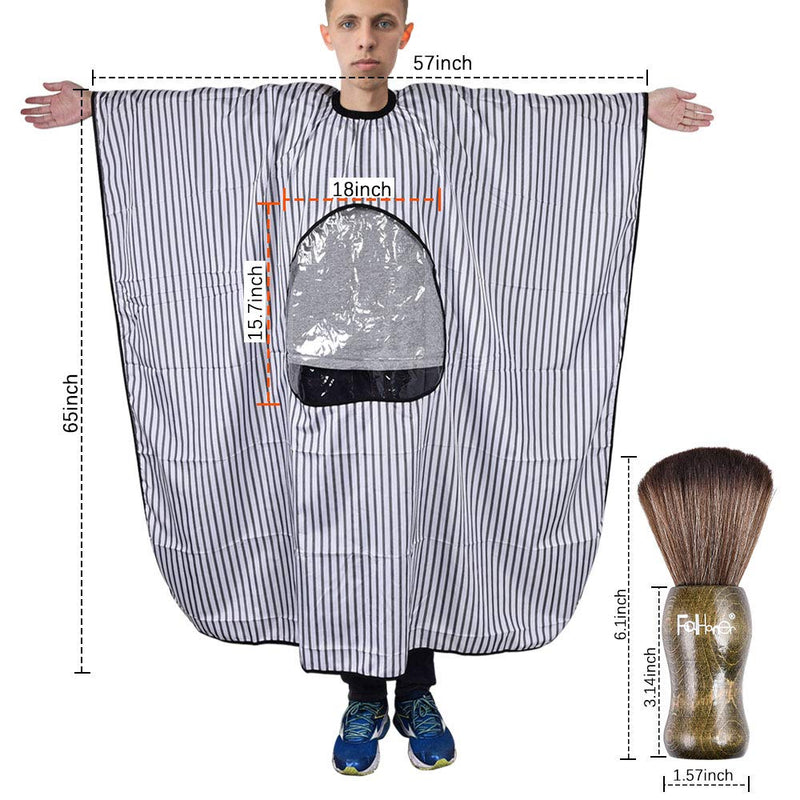 [Australia] - FaHaner 65 X 57 inch Barber Cape with Window +Hair Cleaning Brush Visible Haircut Cape with Adjustable Closure Hairdressing Cape and Big Size 165 X 145cm for Adults,Hairstylists and Barbers Window Barber Cape 