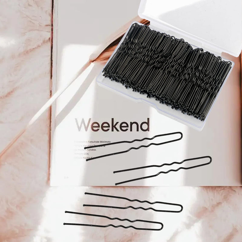 [Australia] - 200PCS Hair Pins for Buns,Black Hair Grips U Shape Bobby Pins, Bun Clips for Long Hair Thick Hair, Hair Accessories for Women Bun Maker for Wedding, Bride,Hairdressing, with Storage Box (Black) Black 