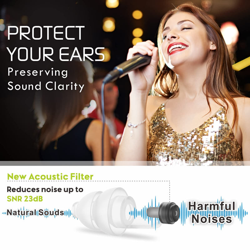 [Australia] - 2 Pairs Concert Ear Plugs, Hearprotek Reusable high Fidelity Noise Reduction Music Ear Plugs for Ear Protection-Soft Hearing Protection earplugs for Concerts,Musicians, Events (Petite Size) Black 