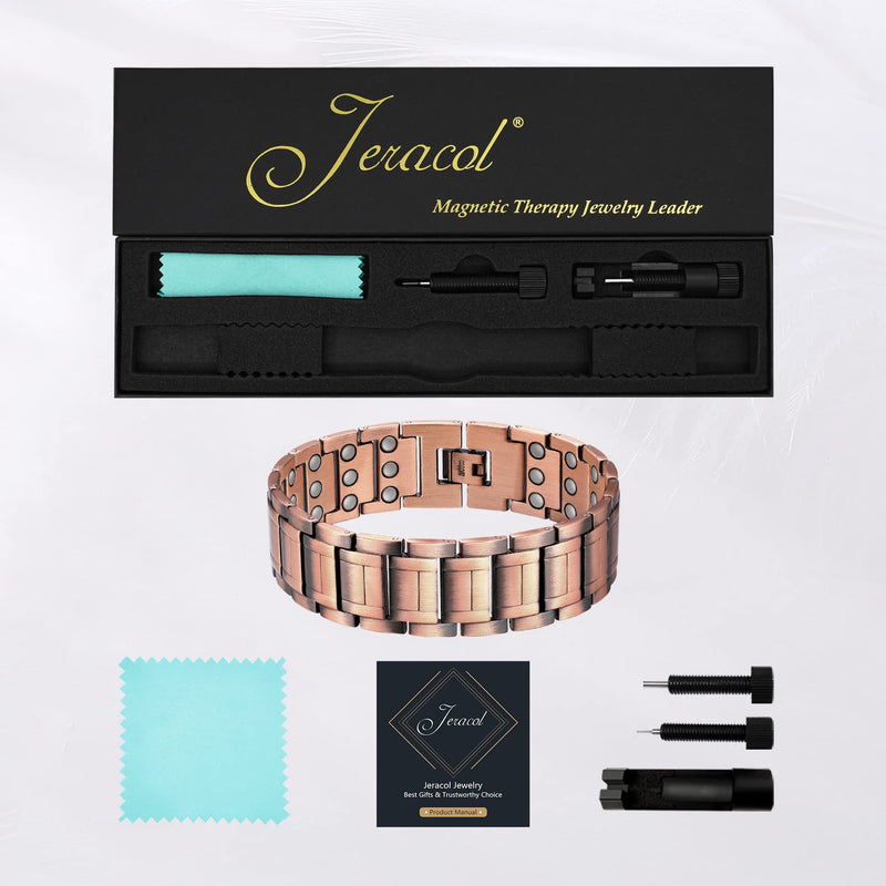 [Australia] - Jeracol 99.99% Soild Copper Magnetic Bracelets for Men,3X Ultra Strength Magnets(3500 Gauss) Magnetic Wristband Brazaletes for Valentine's Day Gift,Adjustable Size&Jewelry Gift Box 