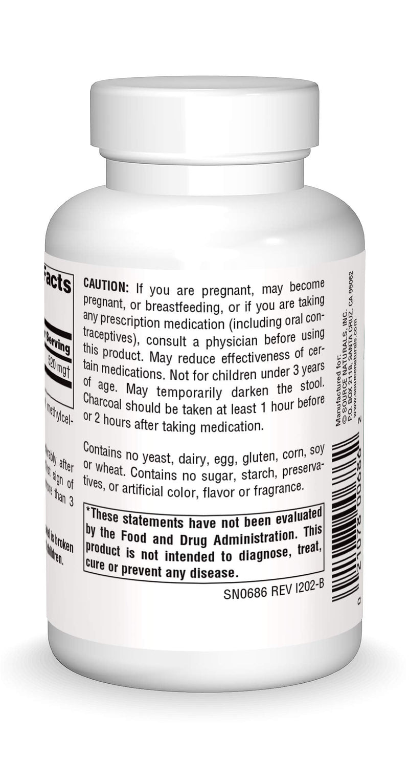 [Australia] - Source Naturals Charcoal, Digestive Aid, 100 Count 100 Count (Pack of 1) 