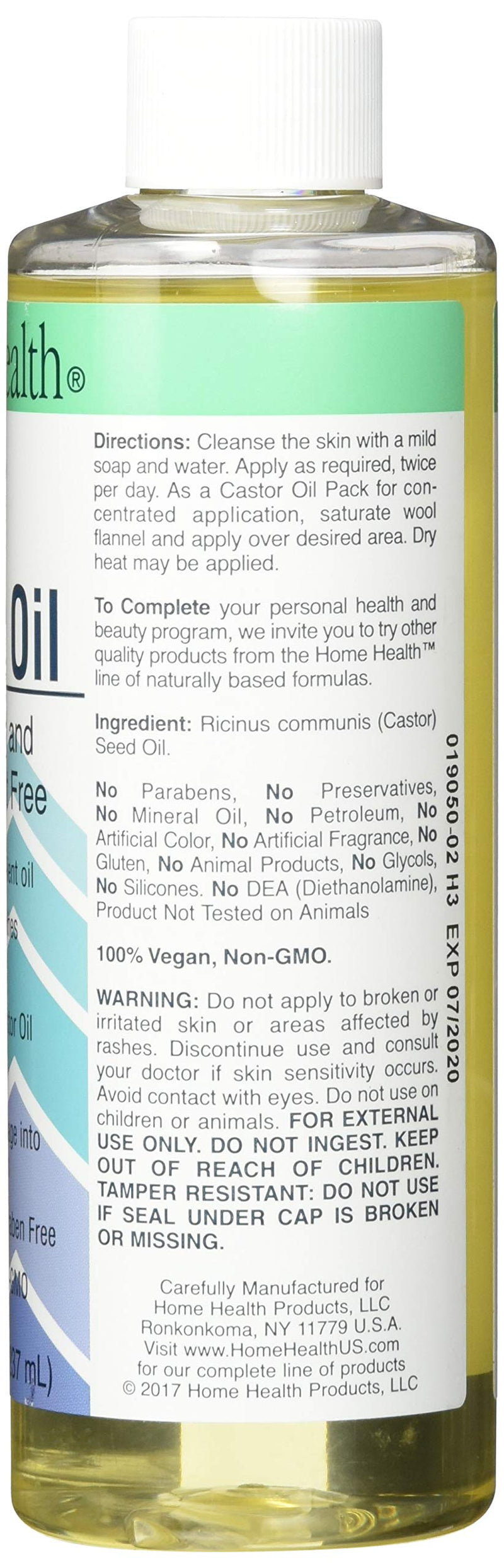 [Australia] - Home Health Original Castor Oil - 8 Fl Oz - Promotes Healthy Hair & Skin, Natural Skin Moisturizer - Pure, Cold Pressed, Non-GMO, Hexane-Free, Solvent-Free, Paraben-Free, Vegan 