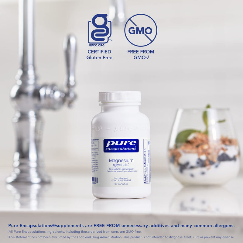 [Australia] - Pure Encapsulations - Magnesium (Glycinate) 120mg - Bioavailable Magnesium Chelate Tiredness and Fatigue Supplement - 90 Capsules 90 Count (Pack of 1) 