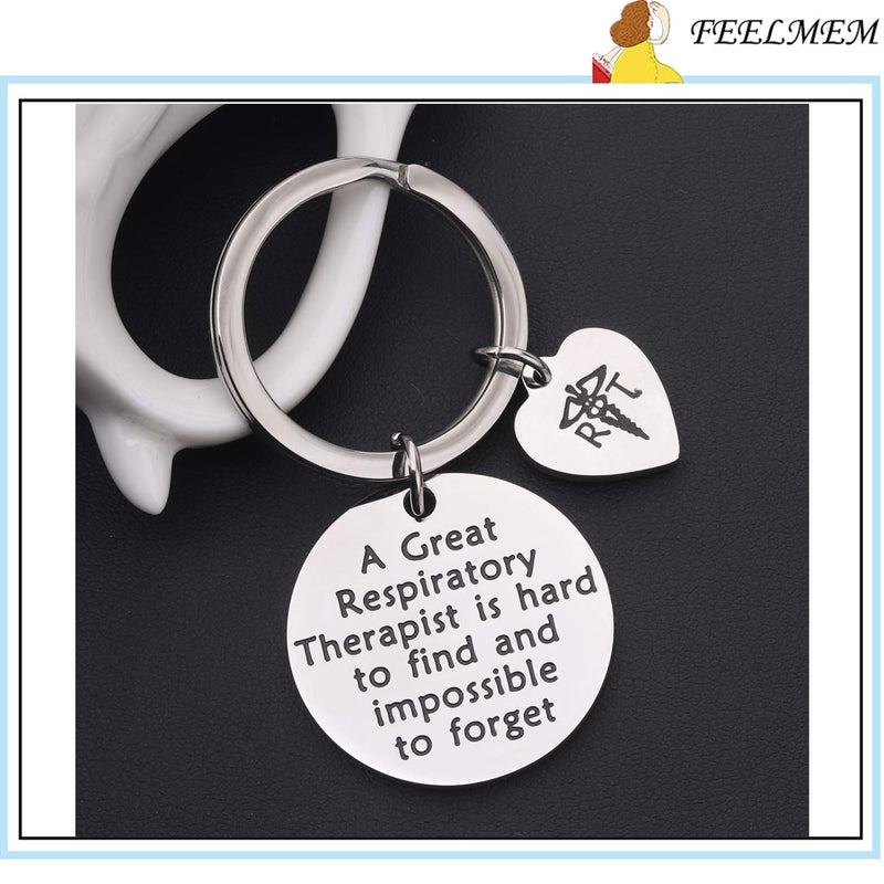 [Australia] - FEELMEM Respiratory Therapist Gift Radiology Tech Gift RT Keychain A Great Respiratory Therapist is Hard to Find Harder to Leave Impossible to Forget Radiology Technologist Gift silver 