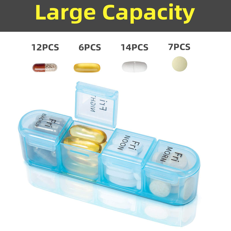 [Australia] - Pill Box 4 Times a Day, 7 Days Pill Organiser Box with 28 Compartments, Weekly Pill Case for Morning Noon Evening and Bed Time Rainbow 